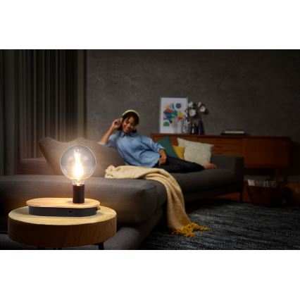 Ledvance - Stona lampa na dodir sa USB konektorom DECOR WOOD 1xE27/8W/230V fikus elastika
