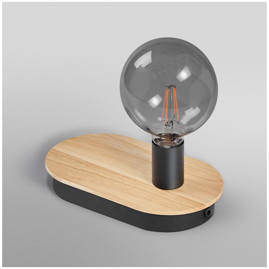 Ledvance - Stona lampa na dodir sa USB konektorom DECOR WOOD 1xE27/8W/230V fikus elastika