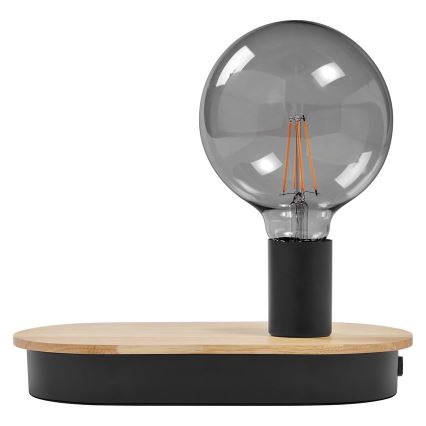 Ledvance - Stona lampa na dodir sa USB konektorom DECOR WOOD 1xE27/8W/230V fikus elastika