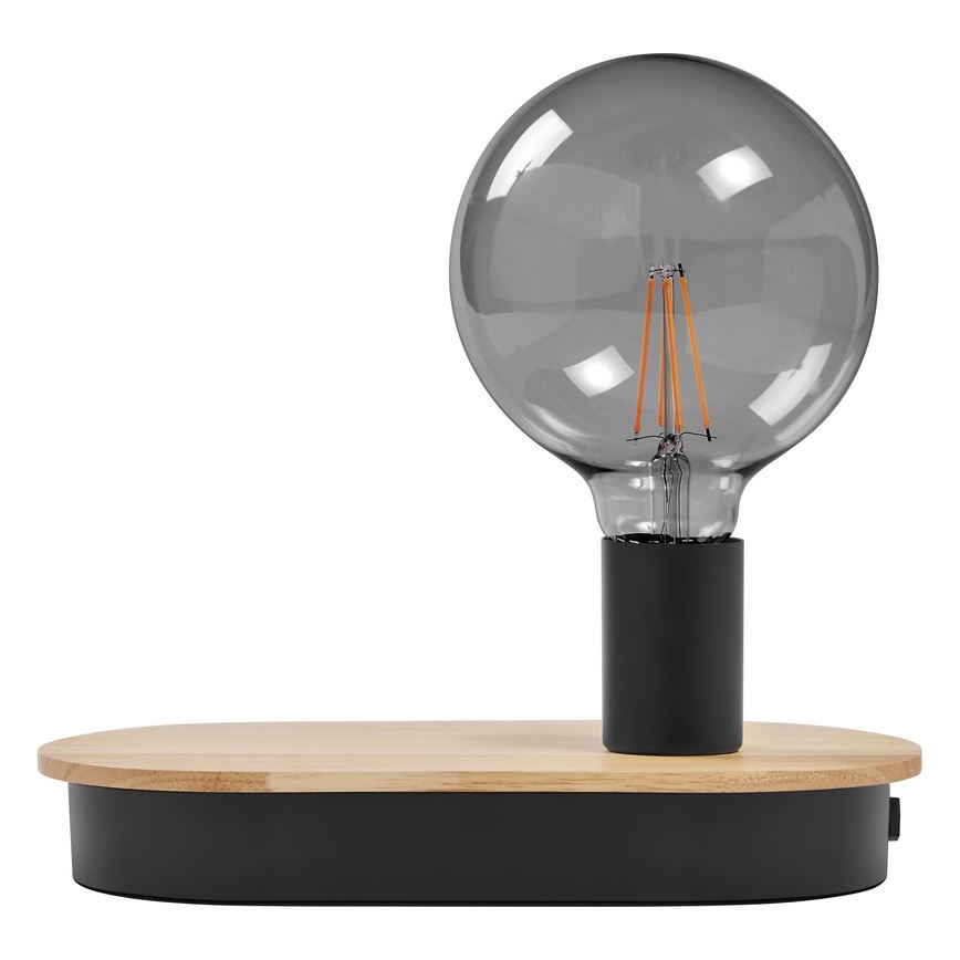 Ledvance - Stona lampa na dodir sa USB konektorom DECOR WOOD 1xE27/8W/230V fikus elastika
