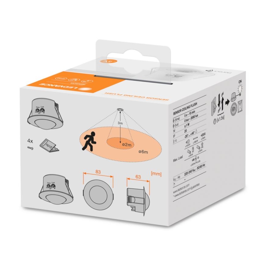 Ledvance - Ugradni infracrveni senzor pokreta FLUSH 230V bela