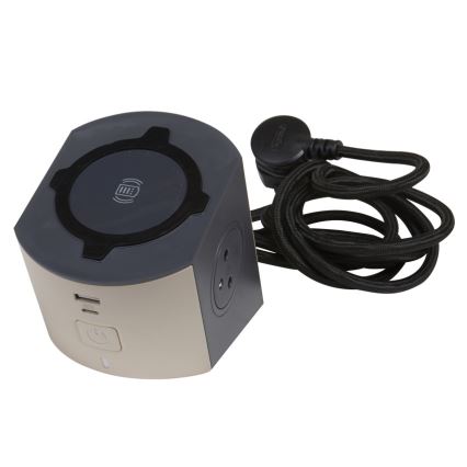 Legrand 049402-Razdelna utičnica sa prekidačem 2U Tip E + USB-A + USB-C i bežičnim punjenjem 10W 2m braon