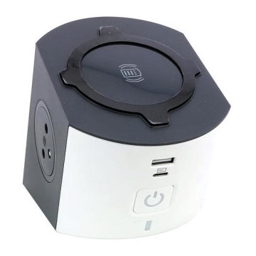 Legrand 049412 - Razdelna utičnica sa prekidačem 2U Tip E + USB-A + USB-C i bežičnim punjenjem 10W 2m bela