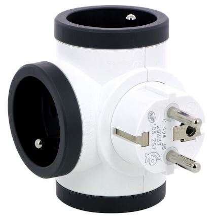 Legrand 049436 - Razdelna utičnica rotirajuća 3U Tip E bela/crno