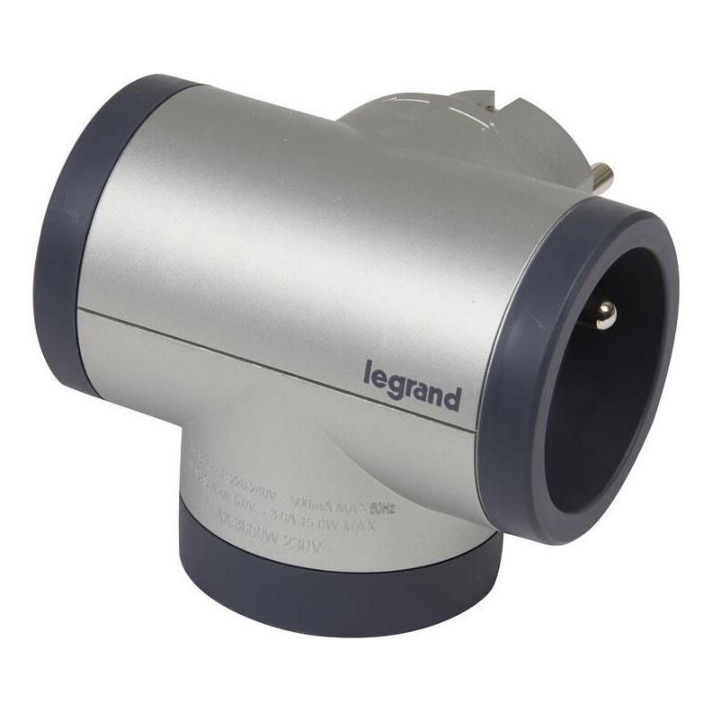 Legrand 049439 - Razdelna utičnica rotirajuća 2U Tip E + USB-A + USB-C srebrno/crno