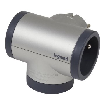 Legrand 049439 - Razdj. utičnica rotirajuća 2U Tip E, F + USB-A + USB-C srebrno/crno