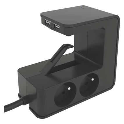 Legrand 050412 - Produžni kabl sa prekidačem za sto 4U Tip E + 2x USB-A 1,5m crno