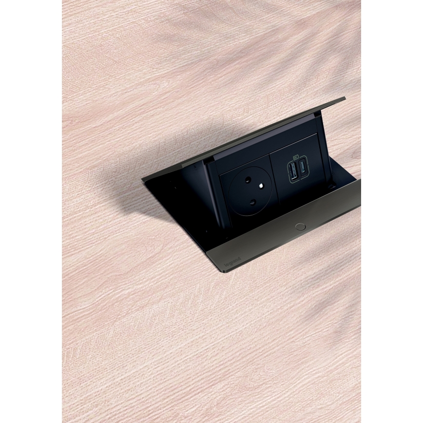 Legrand 654802 - Okvir za utičnicu za ploču stola POP-UP 4M crno