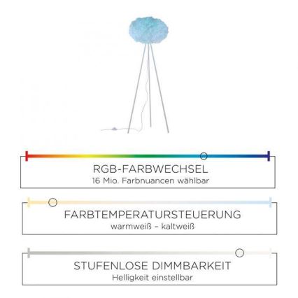 Leuchten Direkt 11212-16 - LED RGBW prigušiva podna lampa NAOMI LED/10W/230V 2700-5000K Wi-Fi TUYA + daljinski upravljač