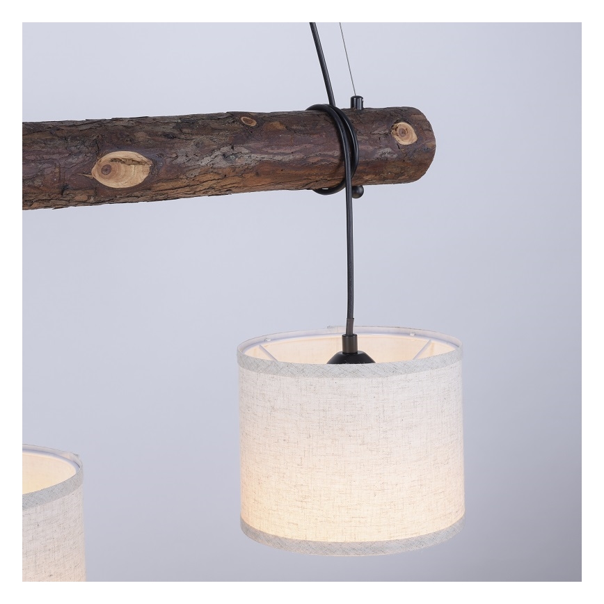 Leuchten Direkt 11238-79 - Luster na sajli BARK 3xE27/40W/230V drvo