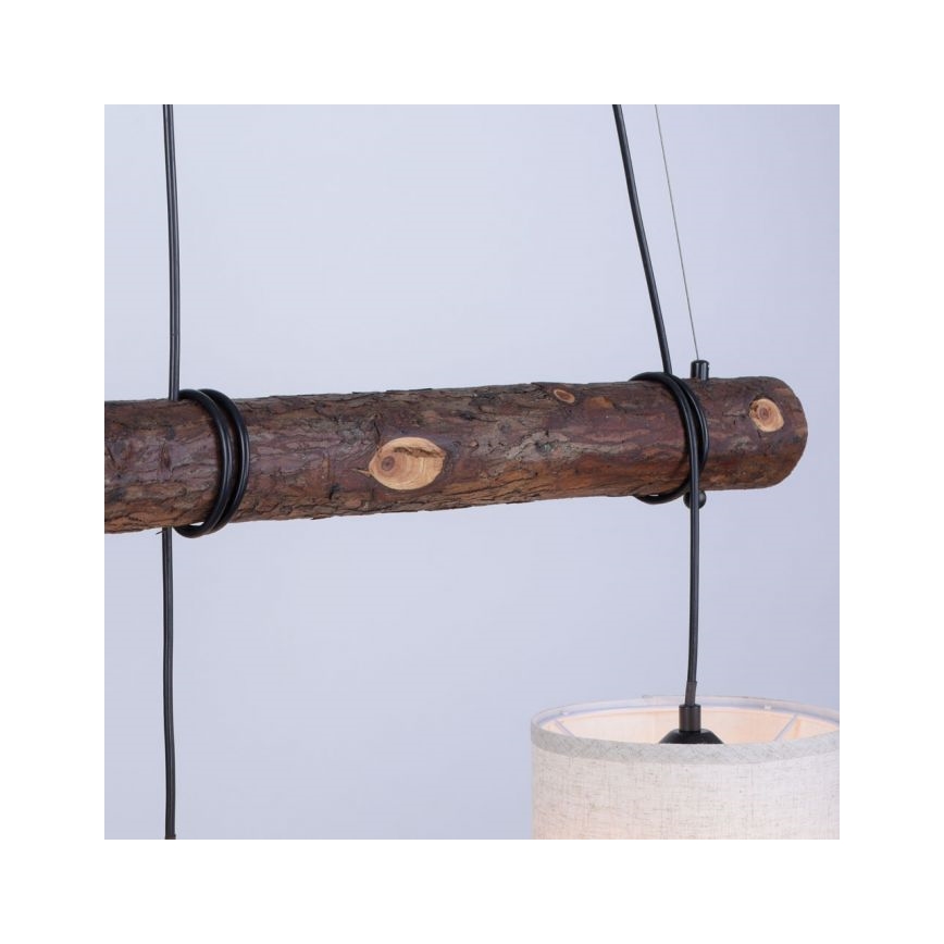 Leuchten Direkt 11238-79 - Luster na sajli BARK 3xE27/40W/230V drvo