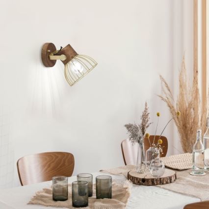 Leuchten Direkt 11486-60 - Zidna reflektorska lampa ALAMI 1xE27/25W/230V drvo manga