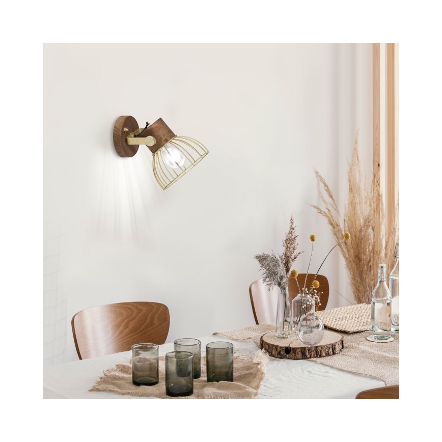 Leuchten Direkt 11486-60 - Zidna reflektorska lampa ALAMI 1xE27/25W/230V drvo manga