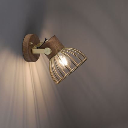 Leuchten Direkt 11486-60 - Zidna reflektorska lampa ALAMI 1xE27/25W/230V drvo manga