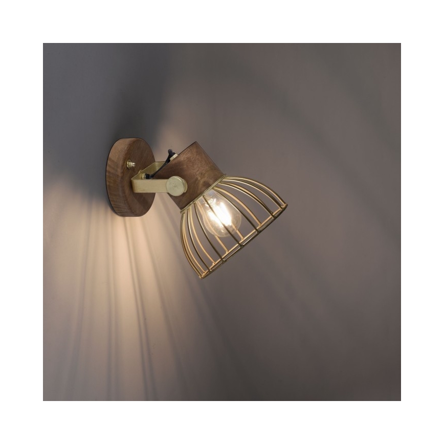Leuchten Direkt 11486-60 - Zidna reflektorska lampa ALAMI 1xE27/25W/230V drvo manga
