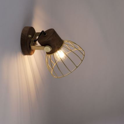 Leuchten Direkt 11486-60 - Zidna reflektorska lampa ALAMI 1xE27/25W/230V drvo manga