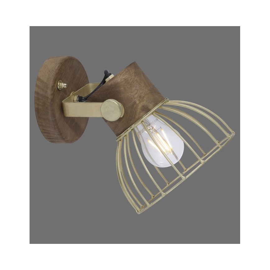 Leuchten Direkt 11486-60 - Zidna reflektorska lampa ALAMI 1xE27/25W/230V drvo manga