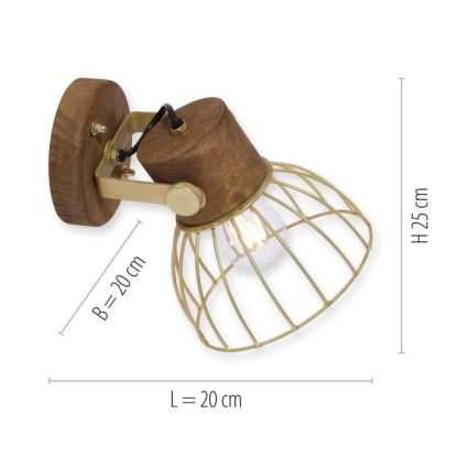 Leuchten Direkt 11486-60 - Zidna reflektorska lampa ALAMI 1xE27/25W/230V drvo manga
