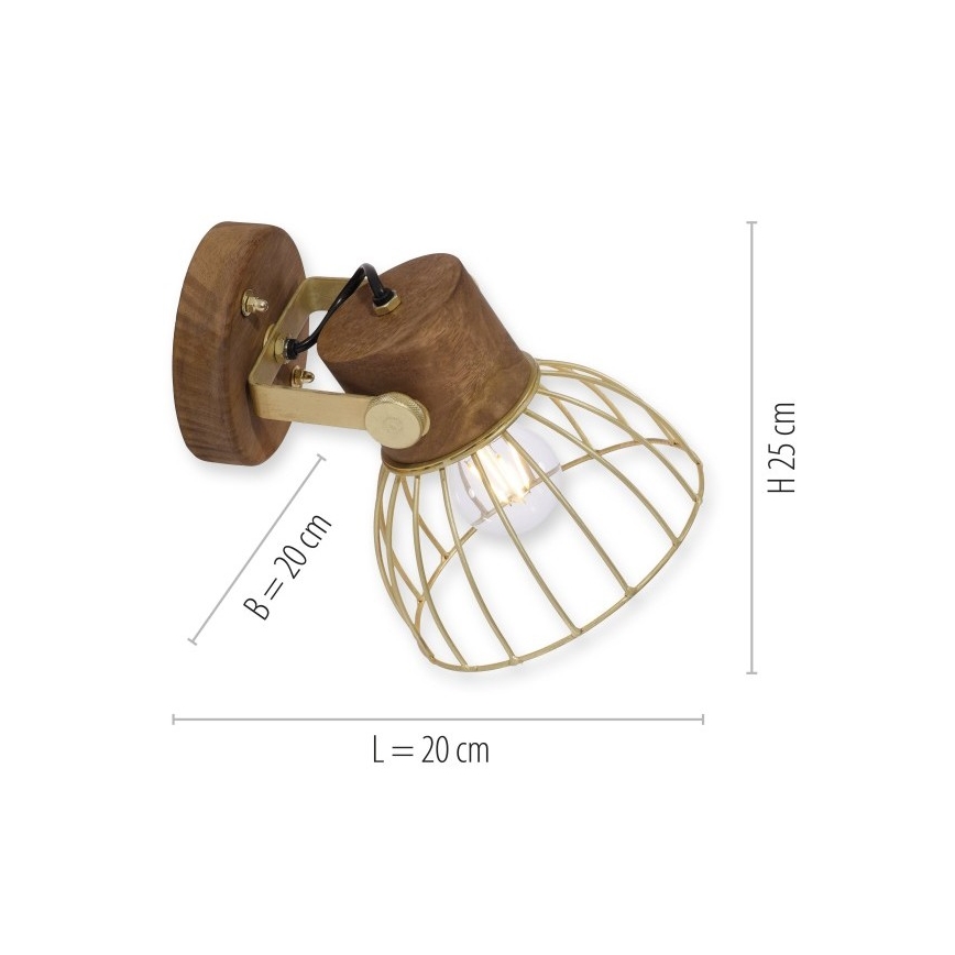 Leuchten Direkt 11486-60 - Zidna reflektorska lampa ALAMI 1xE27/25W/230V drvo manga