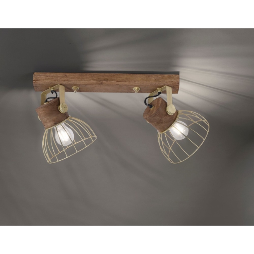 Leuchten Direkt 11487-60 - Reflektorska lampa ALAMI 2xE27/25W/230V drvo manga