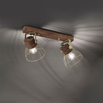 Leuchten Direkt 11487-60 - Reflektorska lampa ALAMI 2xE27/25W/230V drvo manga