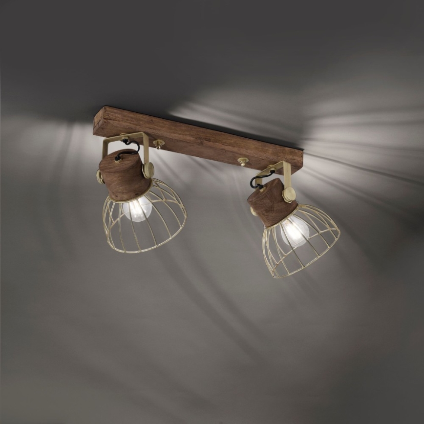 Leuchten Direkt 11487-60 - Reflektorska lampa ALAMI 2xE27/25W/230V drvo manga