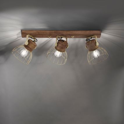 Leuchten Direkt 11488-60 - Reflektorska lampa ALAMI 3xE27/25W/230V drvo manga