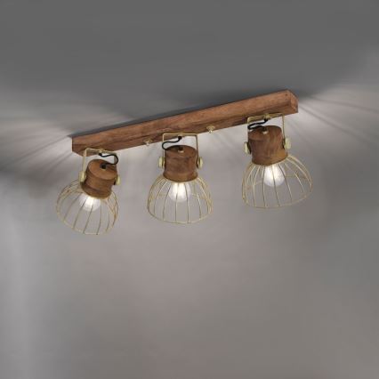 Leuchten Direkt 11488-60 - Reflektorska lampa ALAMI 3xE27/25W/230V drvo manga