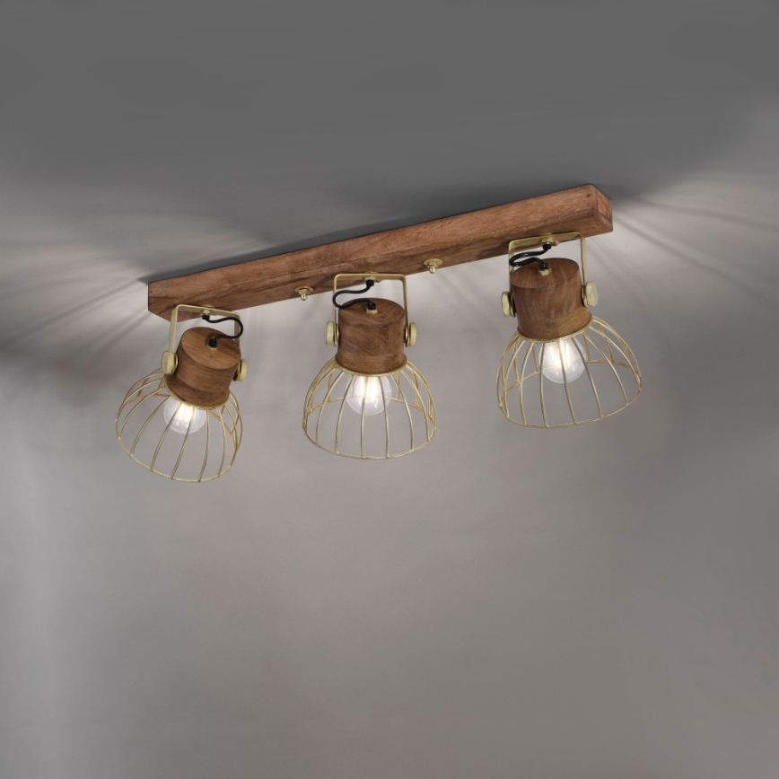 Leuchten Direkt 11488-60 - Reflektorska lampa ALAMI 3xE27/25W/230V drvo manga