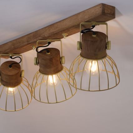 Leuchten Direkt 11488-60 - Reflektorska lampa ALAMI 3xE27/25W/230V drvo manga