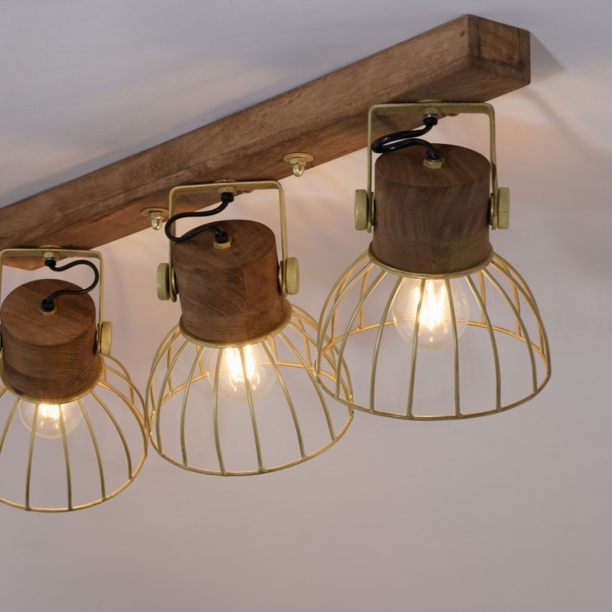 Leuchten Direkt 11488-60 - Reflektorska lampa ALAMI 3xE27/25W/230V drvo manga