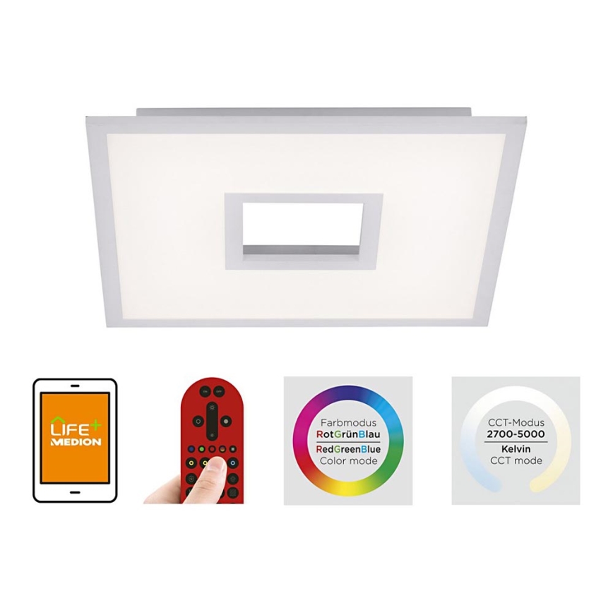 Leuchten Direkt 11645-16 - LED RGB Prigušiva plafonjera RECESS LED/22,5W/230V + LED/5W + Daljinski upravljač
