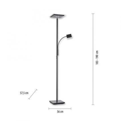 Leuchten Direkt 11710-18 - LED prigušiva podna lampa HANS LED/21,5W/230V + LED/4W