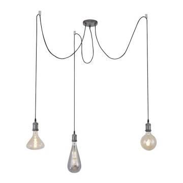 Leuchten Direkt 13571-18 - Luster na sajli DIY 3xE27/60W/230V crno