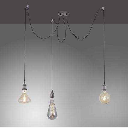 Leuchten Direkt 13571-18 - Luster na sajli DIY 3xE27/60W/230V pauk crno