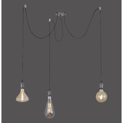 Leuchten Direkt 13571-18 - Luster na sajli DIY 3xE27/60W/230V pauk crno