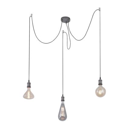 Leuchten Direkt 13571-18 - Luster na sajli DIY 3xE27/60W/230V pauk crno