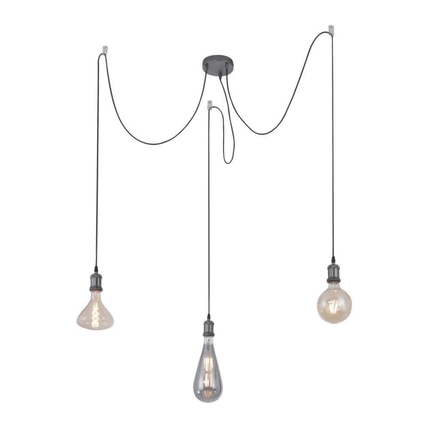 Leuchten Direkt 13571-18 - Luster na sajli DIY 3xE27/60W/230V pauk crno