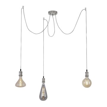 Leuchten Direkt 13571-55 - Luster na sajli DIY 3xE27/60W/230V pauk mat hrom