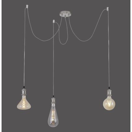 Leuchten Direkt 13571-55 - Luster na sajli DIY 3xE27/60W/230V pauk mat hrom