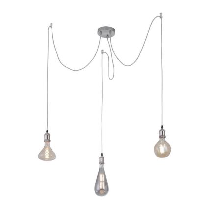 Leuchten Direkt 13571-55 - Luster na sajli DIY 3xE27/60W/230V pauk mat krom