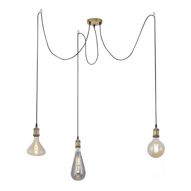 Leuchten Direkt 13571-60 - Luster na sajli (uradi sam) 3xE27/60W/230V, pauk, mesing