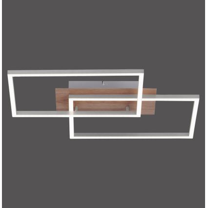 Leuchten Direkt 14018-78 - LED prigušiva stropna svetiljka IVEN 2xLED/15W/230V hrast + daljinski upravljač