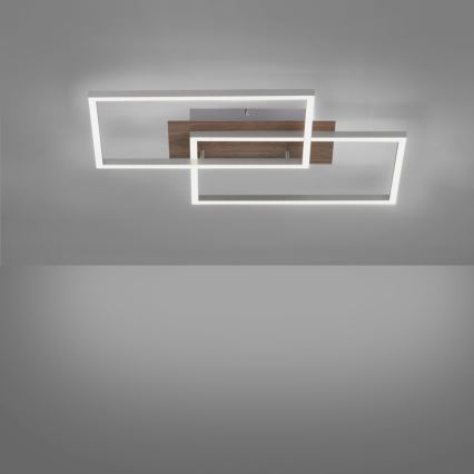 Leuchten Direkt 14018-78 - LED prigušiva stropna svetiljka IVEN 2xLED/15W/230V hrast + daljinski upravljač