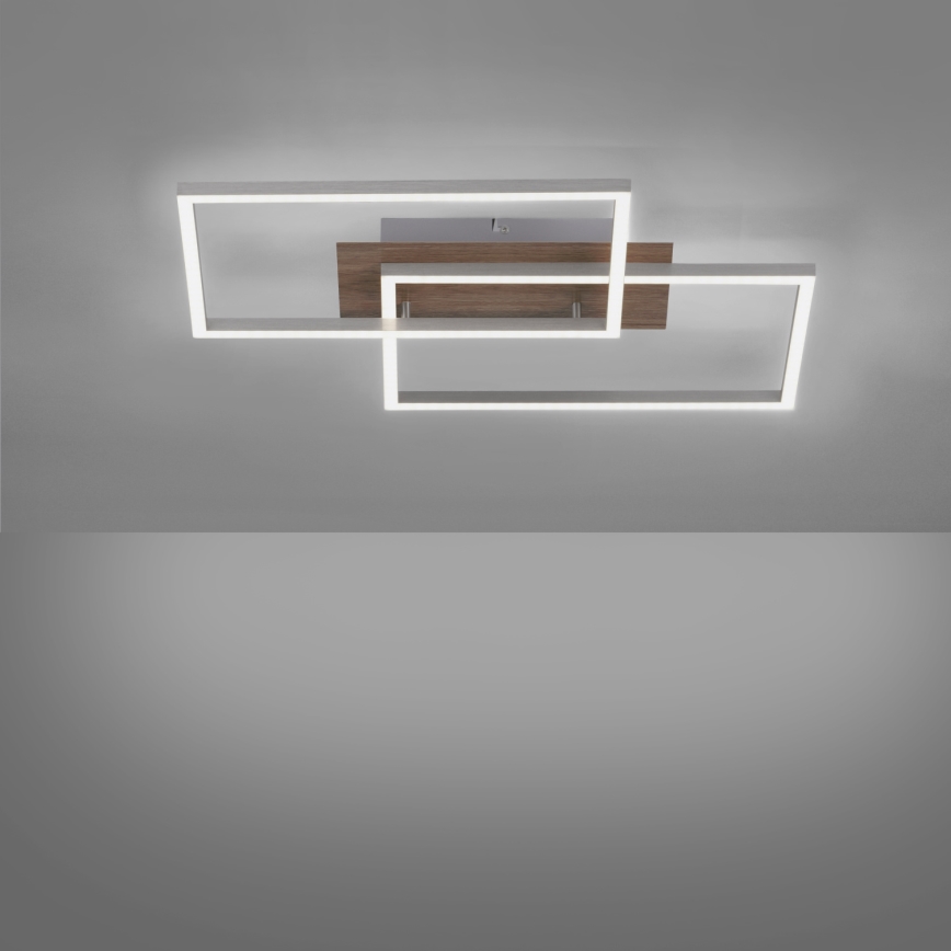 Leuchten Direkt 14018-78 - LED prigušiva stropna svetiljka IVEN 2xLED/15W/230V hrast + daljinski upravljač