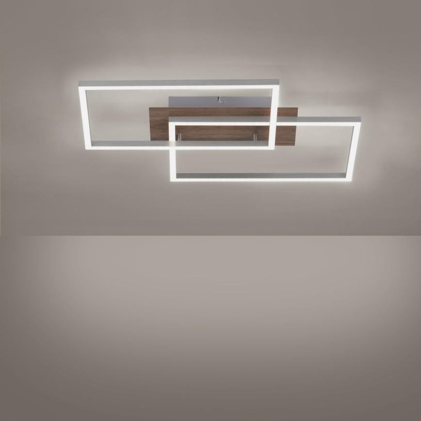 Leuchten Direkt 14018-78 - LED prigušiva stropna svetiljka IVEN 2xLED/15W/230V hrast + daljinski upravljač