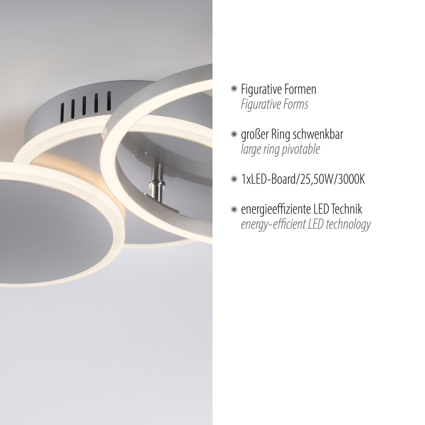 Leuchten Direkt 14116-55 - LED Plafonjera SEVENT LED/25,5W/230V mat krom