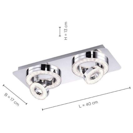Leuchten Direkt 14521-17 - LED Plafonjera TIM 2xLED/2,8W/230V + 2xLED/3,1W