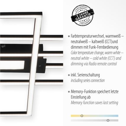 Leuchten Direkt 14693-18 - LED Prigušiva stropna svjetiljka ASMIN LED/48W/230V + daljinski upravljač