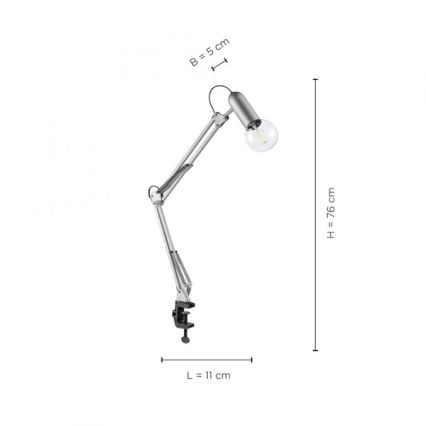 Leuchten Direkt 14773-55 - Stona lampa sa štipaljkom TURN ME 1xE27/60W/230V mat krom